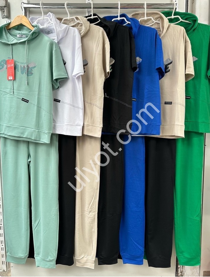 СПОРТ. КОСТЮМ (L-4XL) МАНЖЕТ ЧЕРНЫЙ 5013