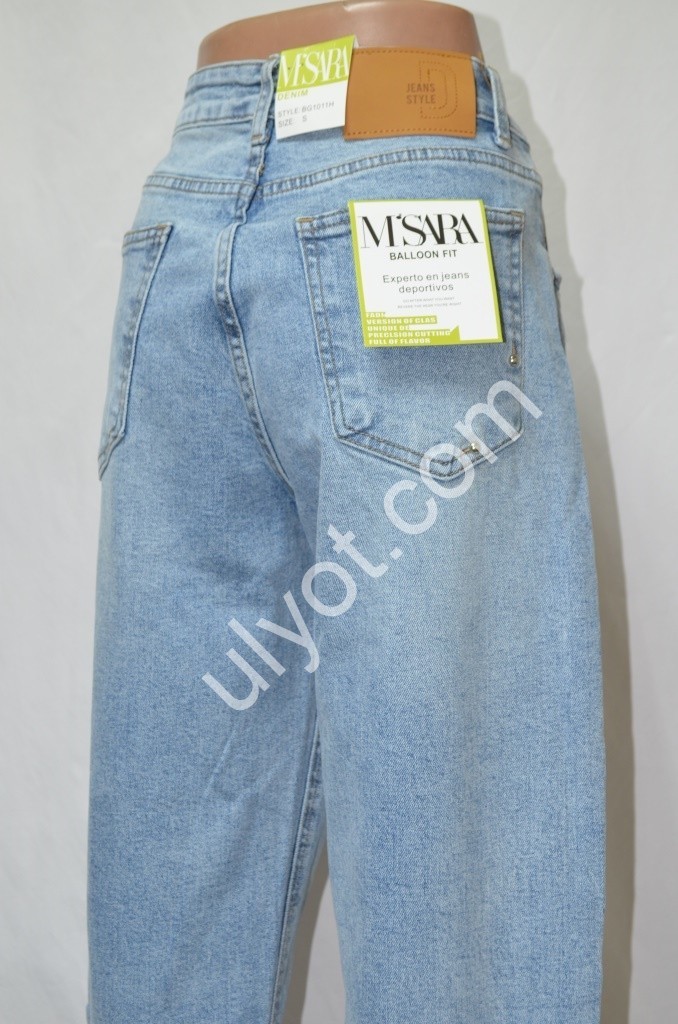 ДЖИНСЫ M.SARA (XS-XL) СВ.ГОЛУБОЙ 1011