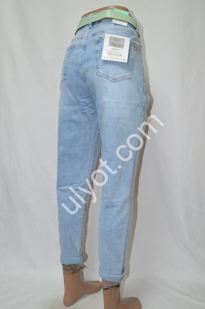 Фото 3 ДЖИНСЫ M.SARA (M-3XL) ГОЛУБОЙ 619-5
