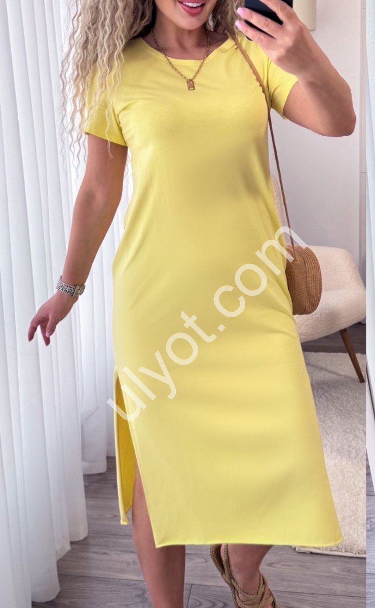 ПЛАТЬЕ ФУТБОЛКА (XS-3XL) ЛИМОННЫЙ 257