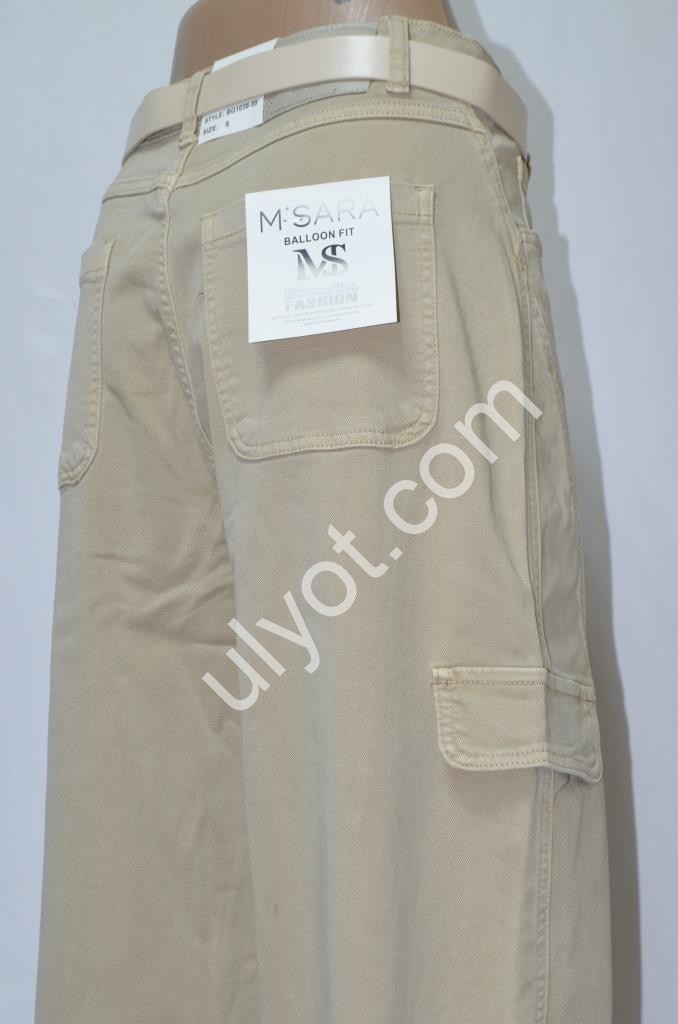 ДЖИНСИ M.SARA (XS-XL) БІЖОВИЙ 1038-59