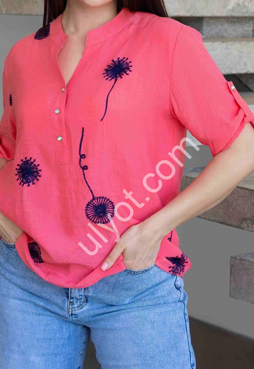 БЛУЗКА ВЫШИВКА (XL-4XL) ЖЕЛТЫЙ 902