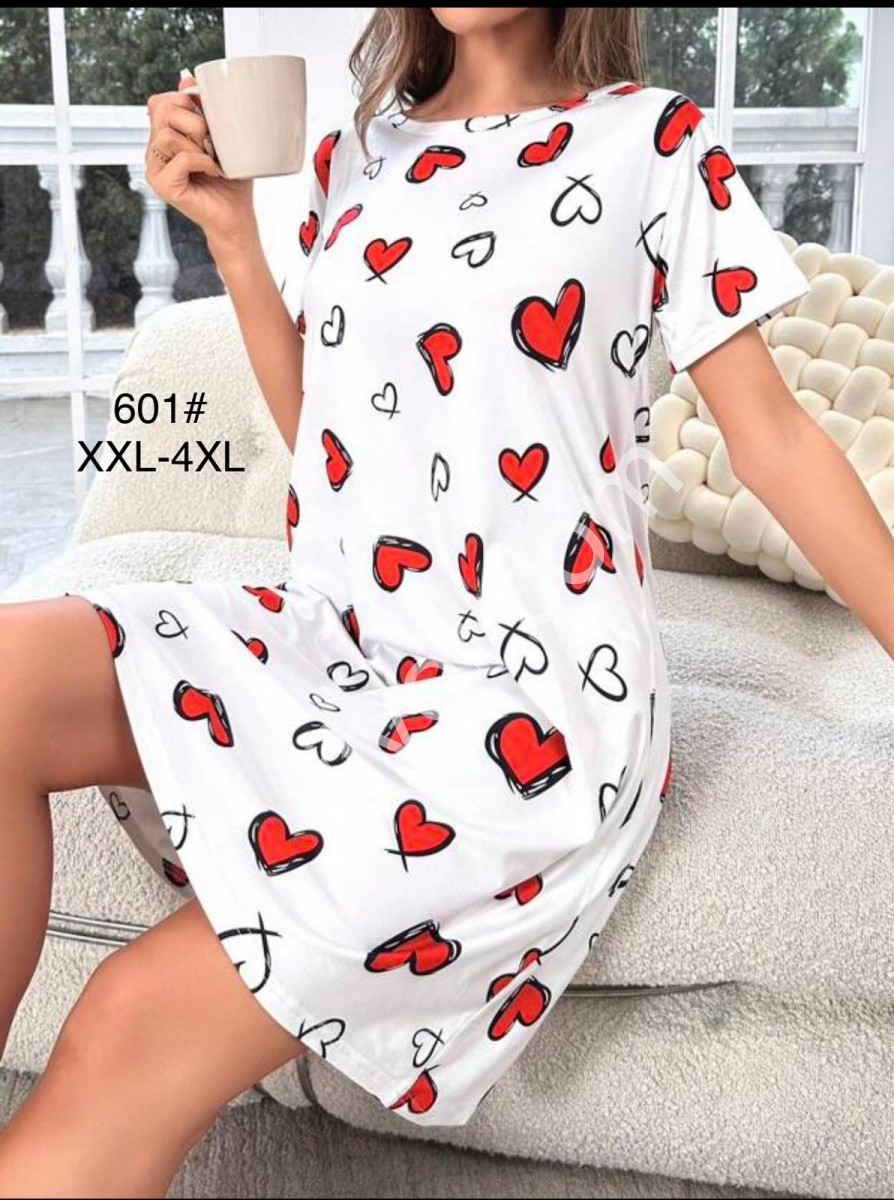 ТУНИКА СЕРДЕЧКИ (2XL-4XL) БЕЛЫЙ 601