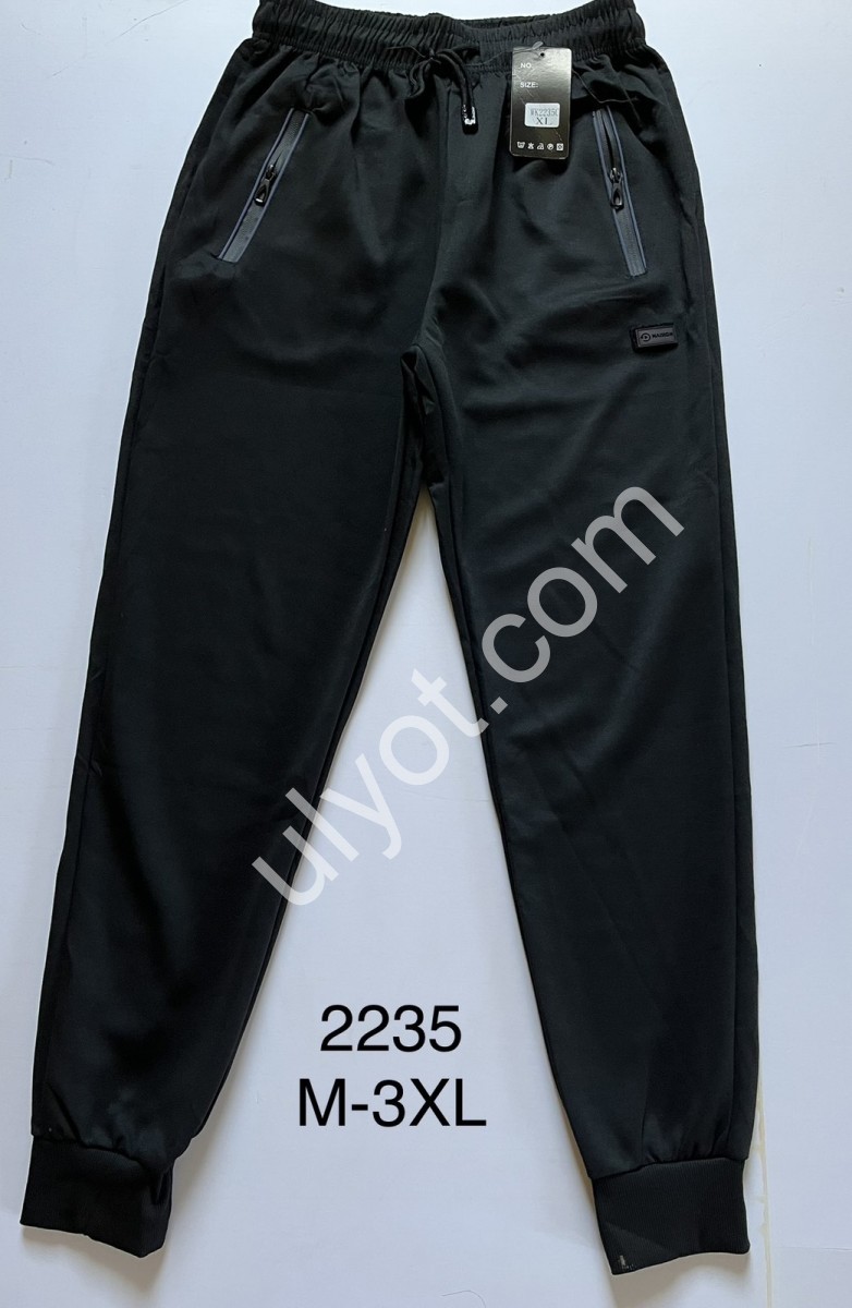 СПОРТ.ШТАНЫ-7 (M-3XL) МАНЖЕТ ЧЕРНЫЙ 2235
