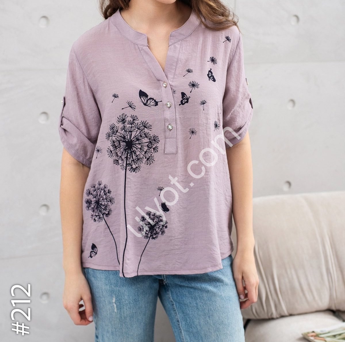 БЛУЗКА (XL-4XL) ЛИЛОВЫЙ 212