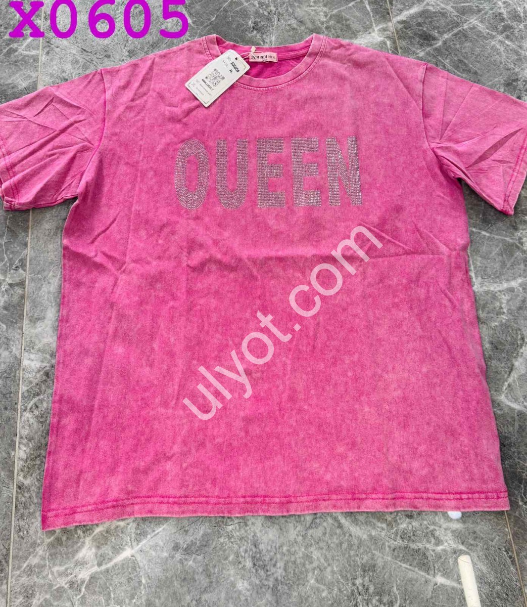 ФУТБОЛКА QUEEN (OVER SIZE) РОЗОВЫЙ X0605