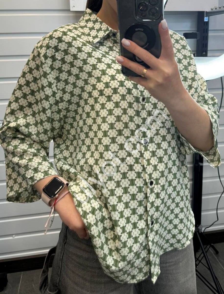 БЛУЗКА (XL-4XL) БІЖОВИЙ+ОЛИВКА 8807