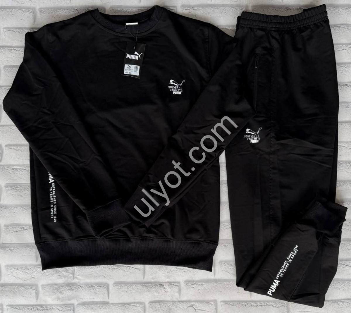 СПОРТ.КОСТЮМ P15 (M-3XL) МАНЖЕТ ЧЕРНЫЙ 