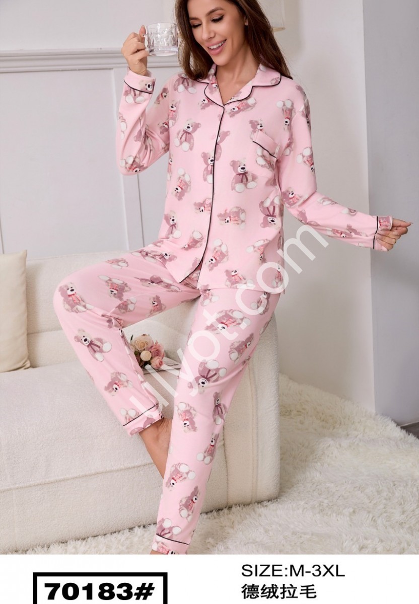 ПИЖАМА МИШКИ (M-3XL) РОЗОВЫЙ 70183