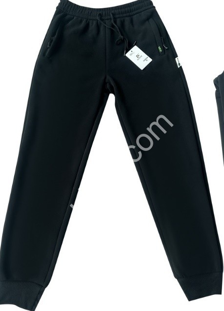 СПОРТ.ШТАНЫ (XL-5XL) ФЛИС МАНЖЕТ ЧЕРНЫЙ 0015