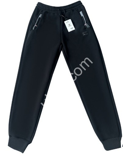 СПОРТ.ШТАНЫ (XL-5XL) ФЛИС МАНЖЕТ ЧЕРНЫЙ 0004