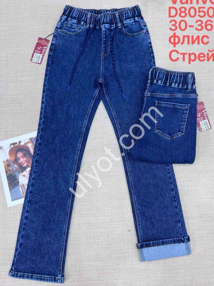 ДЖИНСЫ VANVER (30-36) ФЛИС Т.СИНИЙ D8050