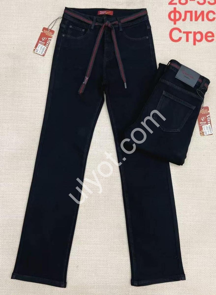 ДЖИНСЫ VANVER (28-33) ФЛИС ЧЕРНЫЙ B82133
