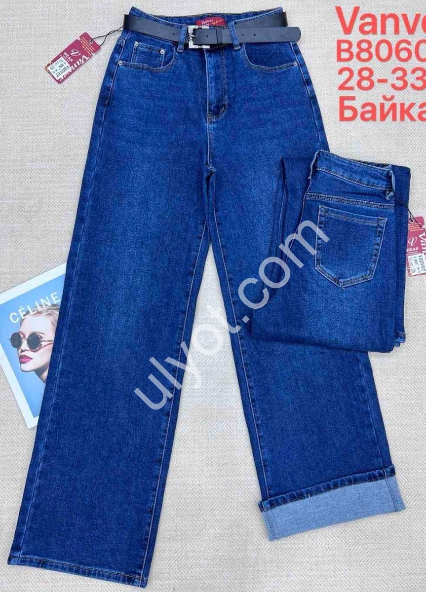 ДЖИНСЫ VANVER (28-33) БАЙКА Т.СИНИЙ B8060