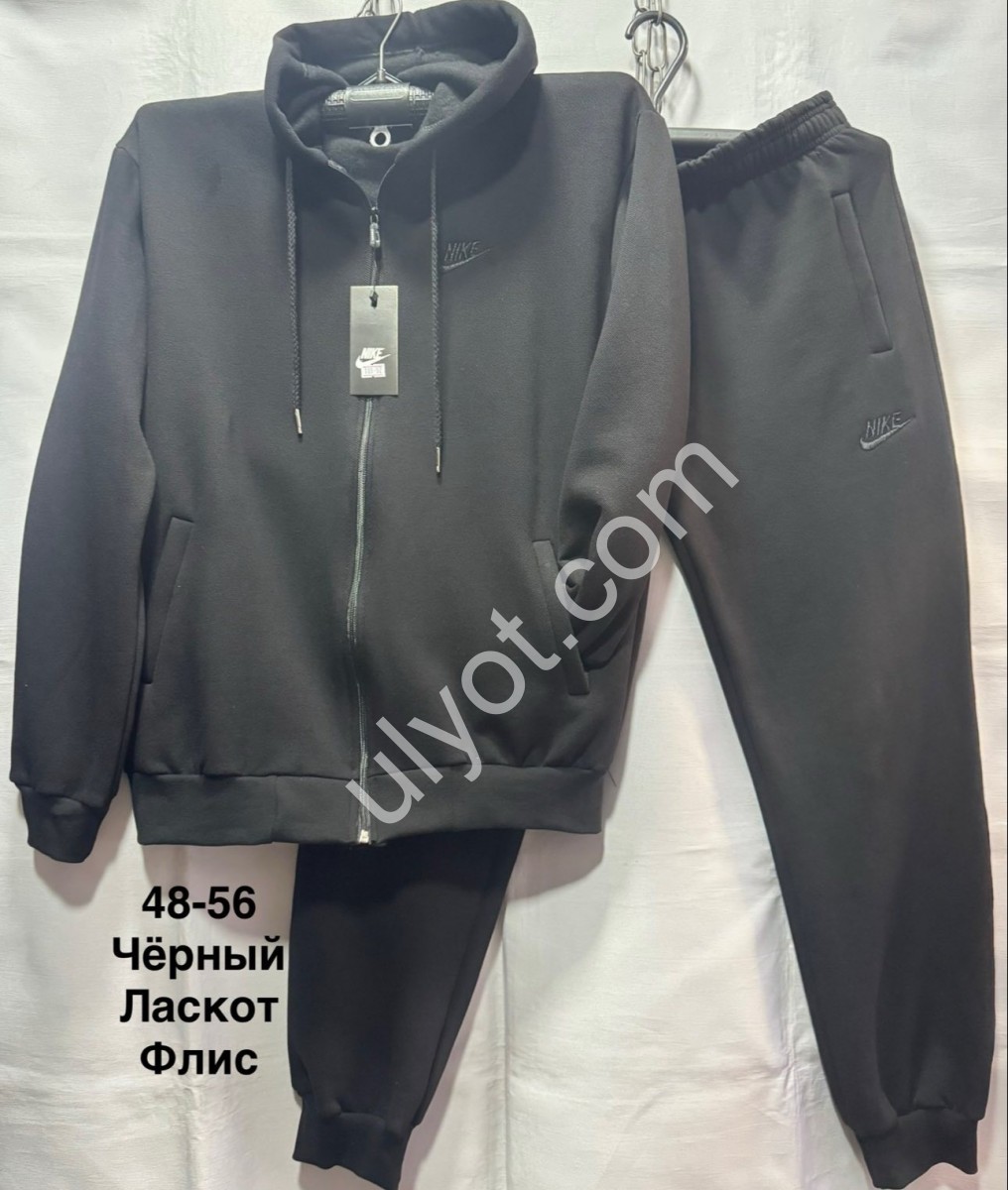 СПОРТ.КОСТЮМ N02 (48-56) ФЛИС МАНЖЕТ ЧЕРНЫЙ 