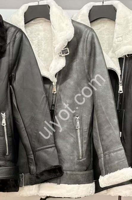 ДУБЛЕНКА (2XL-5XL) СІРИЙ + хутро Біле 818D