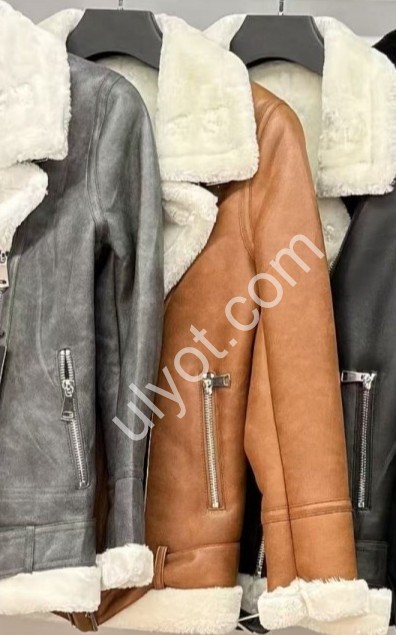 ДУБЛЕНКА (S-XL) МОККО + хутро Біле 818