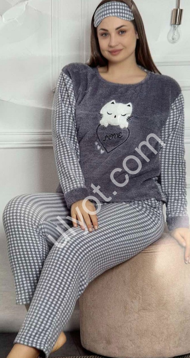 ПИЖАМА (XL-4XL) МАХРА СЕРЫЙ 02180