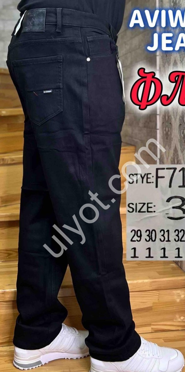 ДЖИНСЫ AVIWGOS (29-38) ФЛИС ЧЕРНЫЙ 712-11