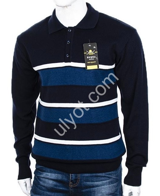 СВИТЕР (M-2XL) ЧЕРНЫЙ+Т.СИНИЙ M902