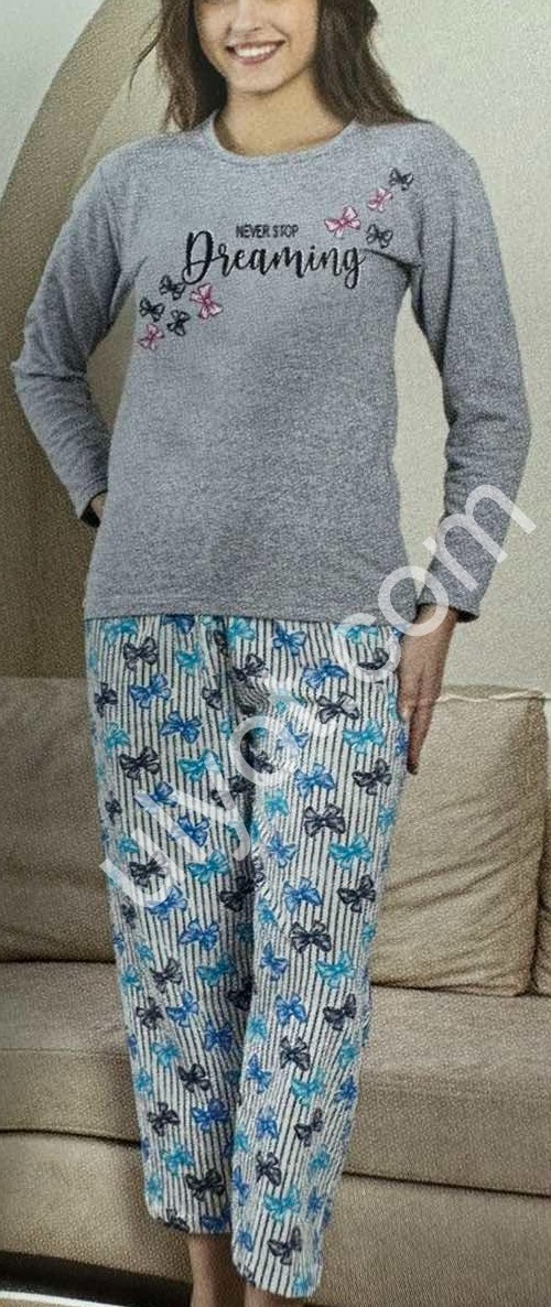 ПІЖАМА (M-3XL) БАЙКА СІРИЙ 15792