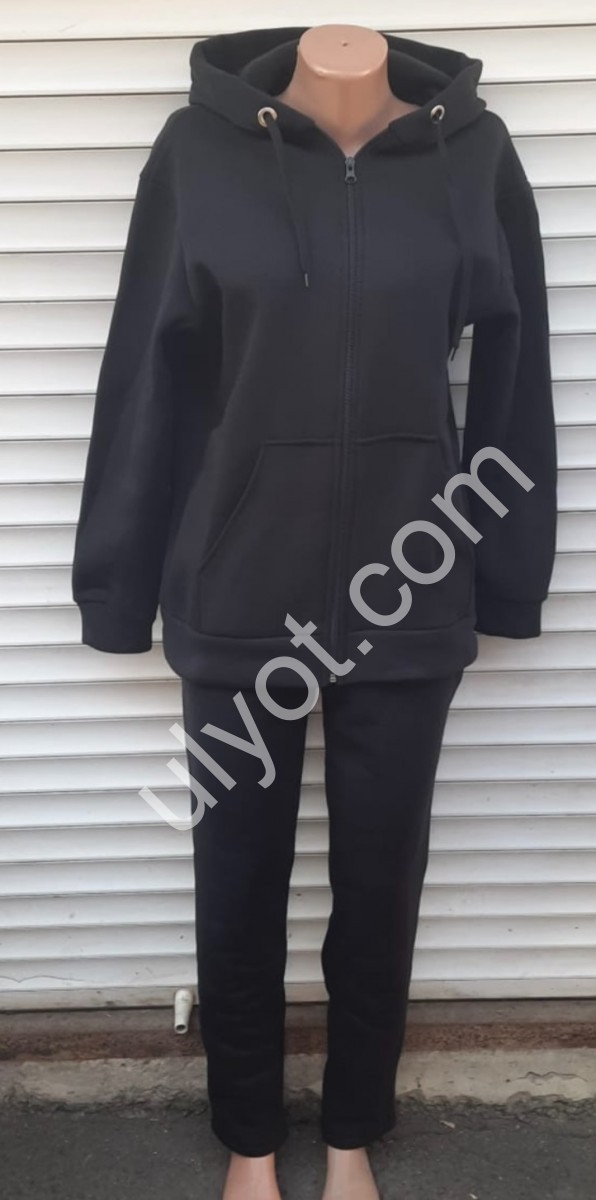 СПОРТ.КОСТЮМ (50-56) ЗИПХУДИ ЧЕРНЫЙ  