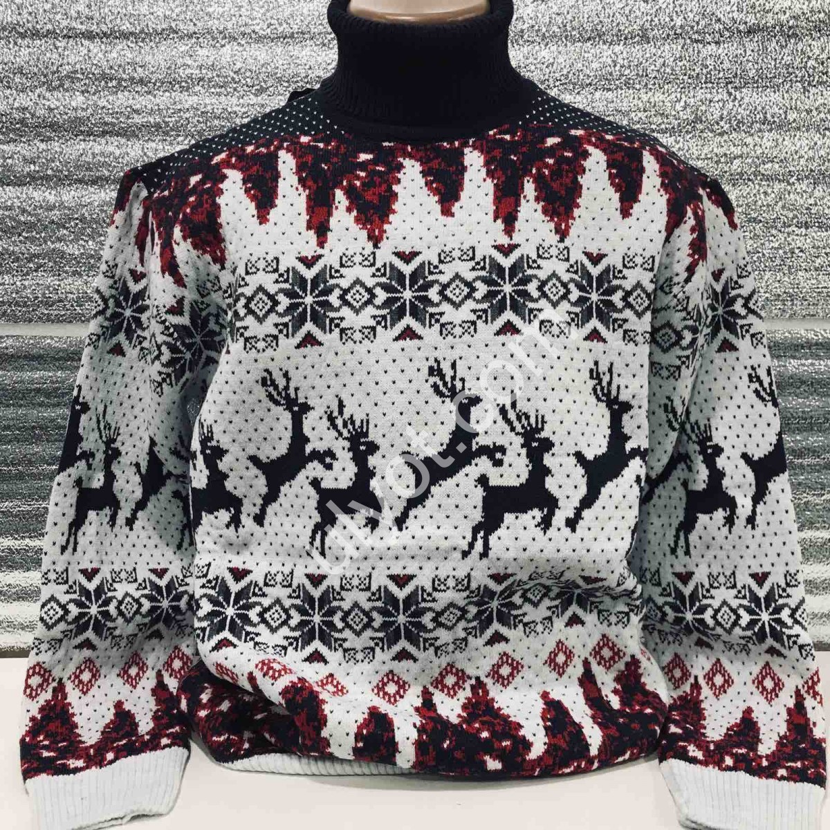 СВІТЕР AYZ (M-XL) БІЛИЙ2+ЧОРНА ПІДВІР 603