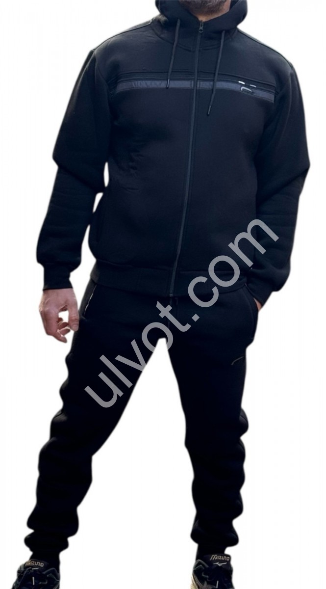 СПОРТ.КОСТЮМ (3XL-5XL) ФЛИС МАНЖЕТ ЧЕРНЫЙ 0187