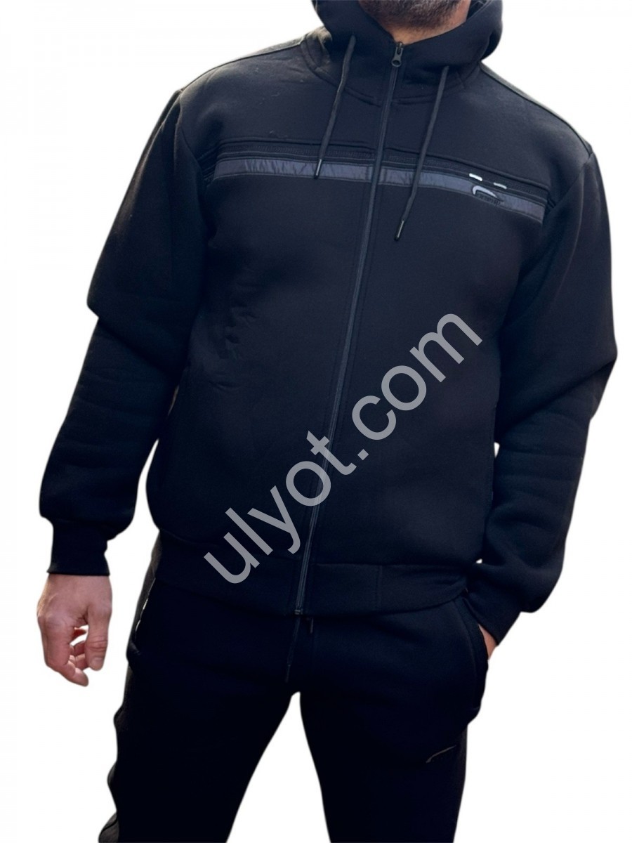 СПОРТ.КОСТЮМ (3XL-5XL) ФЛИС МАНЖЕТ ЧЕРНЫЙ 0187