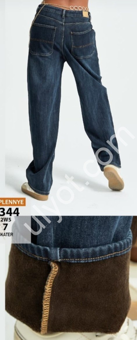 ДЖИНСЫ IT'S BASIC (32-46) МЕХ Т.СИНИЙ 4344/2w5/7