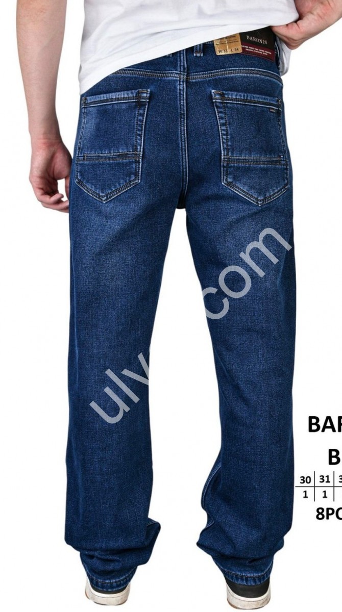Фото 1 ДЖИНСЫ BARON (30-38) ФЛИС Т.СИНИЙ BR9596