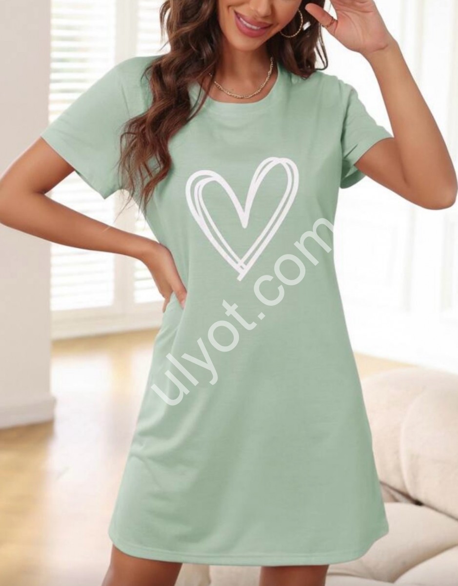 ТУНИКА СЕРДЦЕ (2XL-4XL) САЛАТОВЫЙ 6642-1