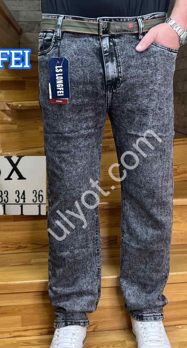 ДЖИНСЫ LONGFEI (28-36) ГРАФИТ 916X