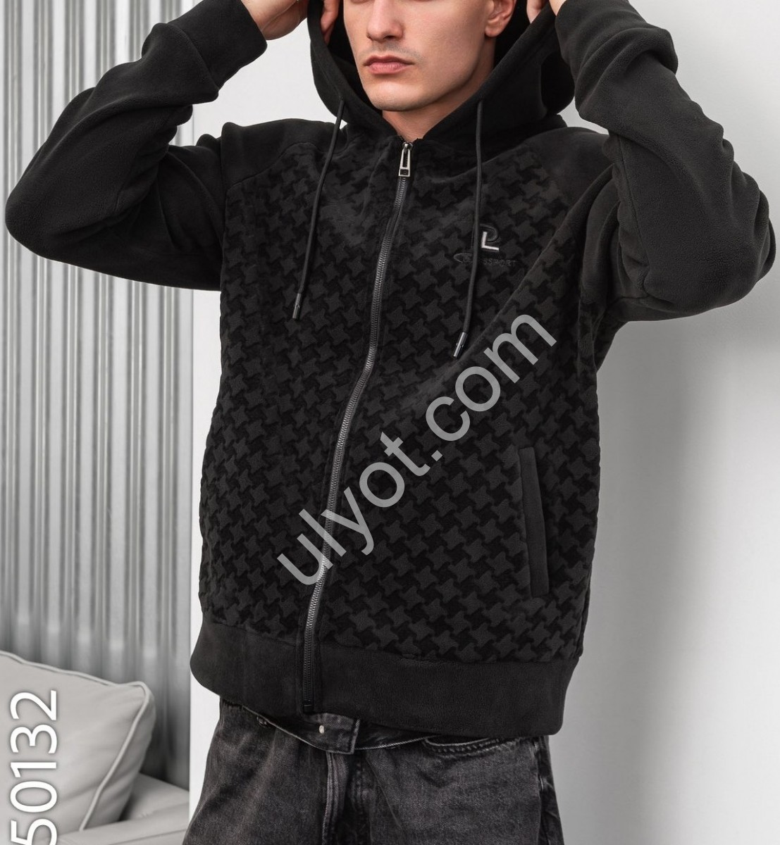 КОФТА JJF (L-4XL) ПЛЮШ ЧОРНИЙ 50132