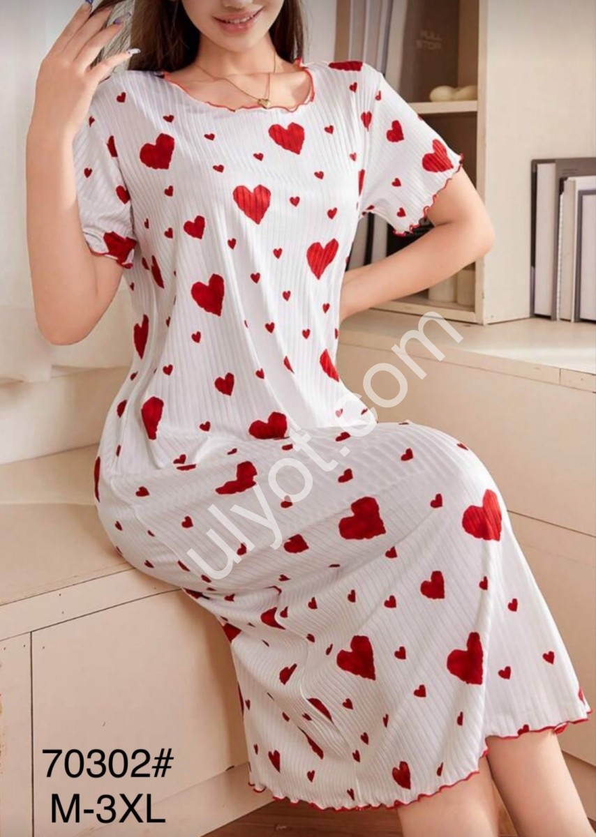 ТУНИКА СЕРДЦА (M-3XL) МОЛОКО 70302