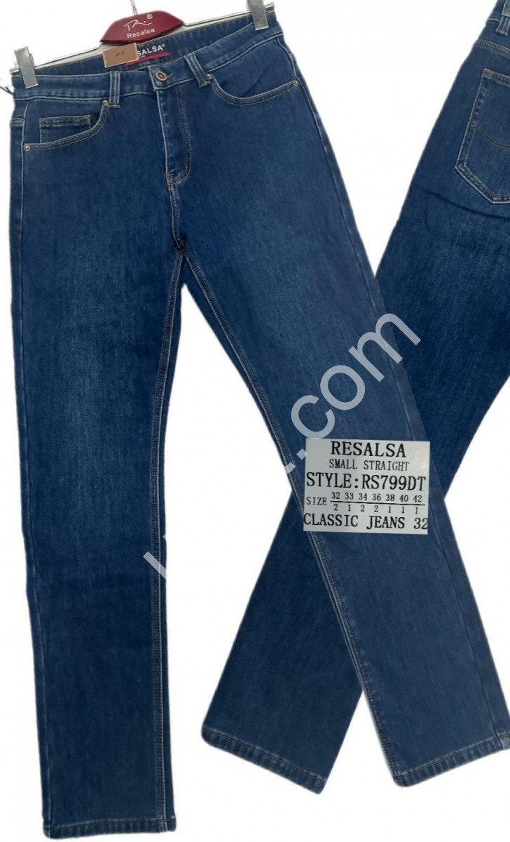 ДЖИНСЫ RESALSA (32-42) ФЛИС Т.СИНИЙ 799DT