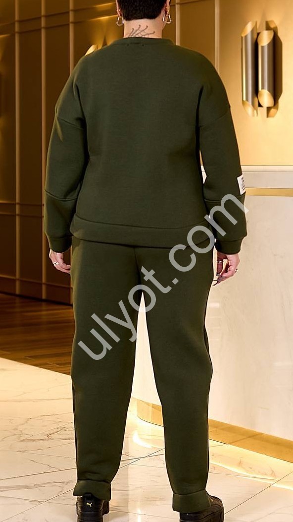 КОСТЮМ (48-58) ФЛИС МАНЖЕТ ХАКИ 0353