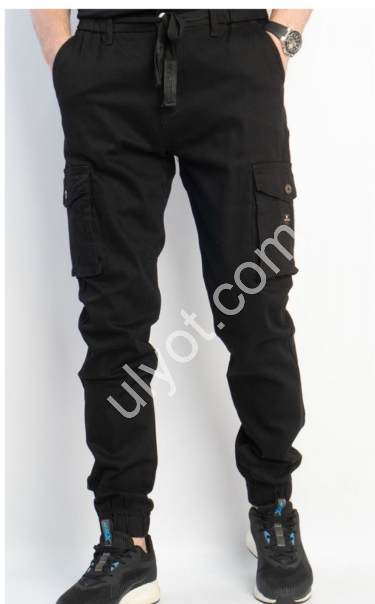 ДЖИНСЫ RTROOSS (32-36) КАРГО ЧЕРНЫЙ 8079-1