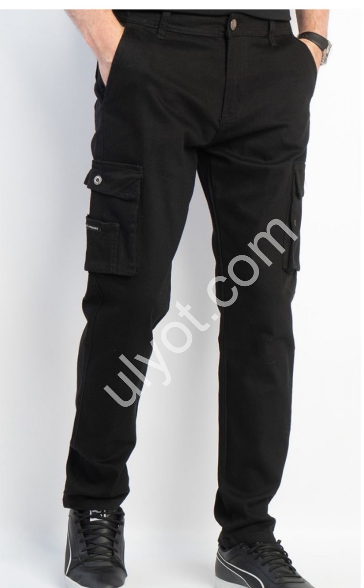 ДЖИНСИ RTROOSS (30-38) КАРГО ЧОРНИЙ 8086-1