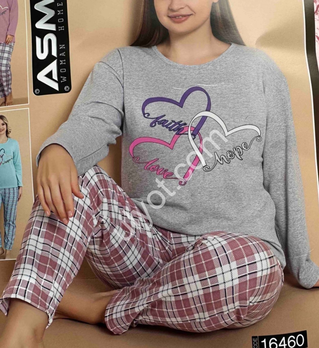 ПИЖАМА (L-4XL) БАЙКА СЕРЫЙ 16460