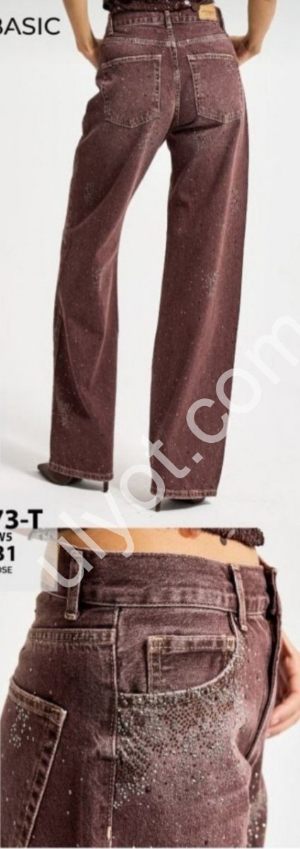 ДЖИНСИ IT'S BASIC (34-42) СТРАЗИ ШОКОЛАД 4673-T/2w5/131