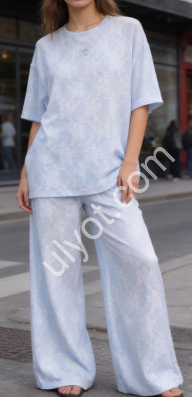 КОСТЮМ (44-50) ПРЯМОЙ ГОЛУБОЙ TWO202