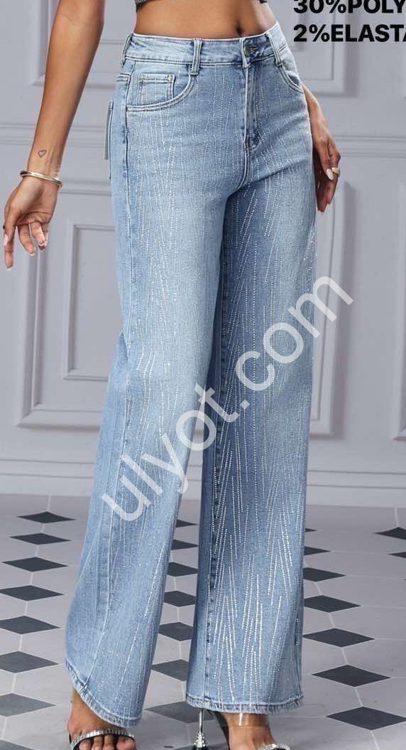 ДЖИНСИ M.SARA (XS-XL) СТРАЗИ БЛАКИТНИЙ 2606