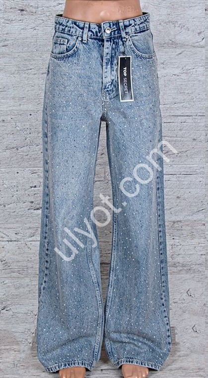 ДЖИНСЫ TOP SHOP (25-32) СТРАЗЫ Т.СИНИЙ 6961