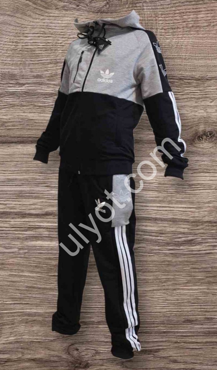 СПОРТИВНИЙ КОСТЮМ A01 (12-16 РОКІВ) МАНЖЕТ ЧОРНИЙ-СВ.СІРИЙ