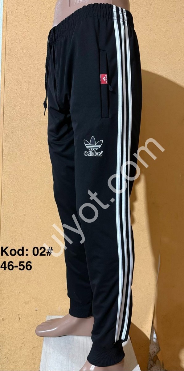 СПОРТ.ШТАНЫ A01 (46-56) МАНЖЕТ ЧЕРНЫЙ 02