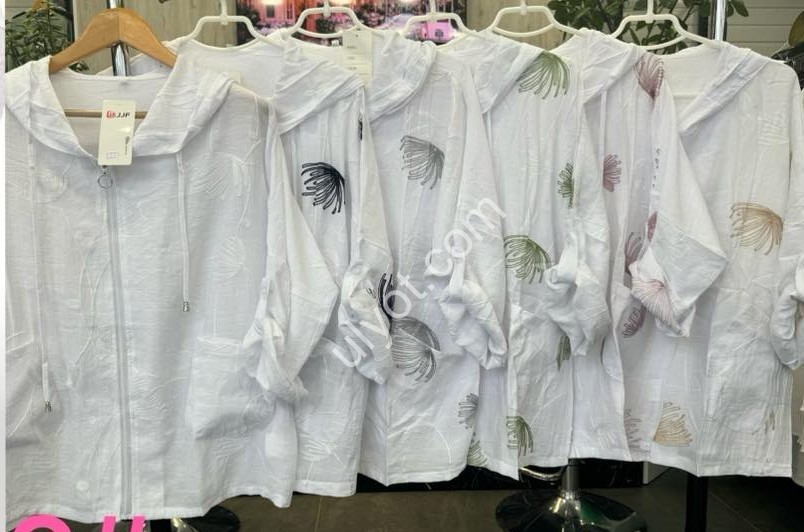 КОФТА JJF (XL-4XL) КВІТИ СІРІ 2392