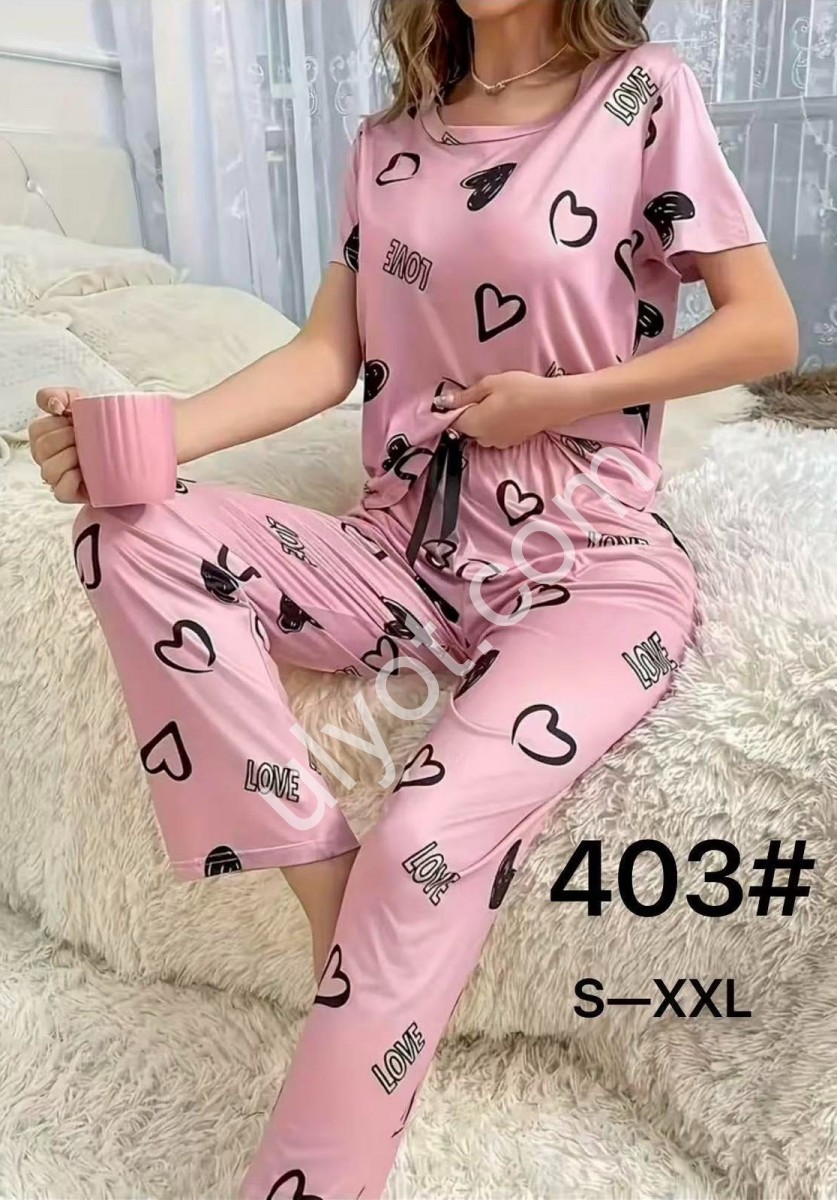 ПІЖАМА (S-2XL) РОЖОВИЙ 403