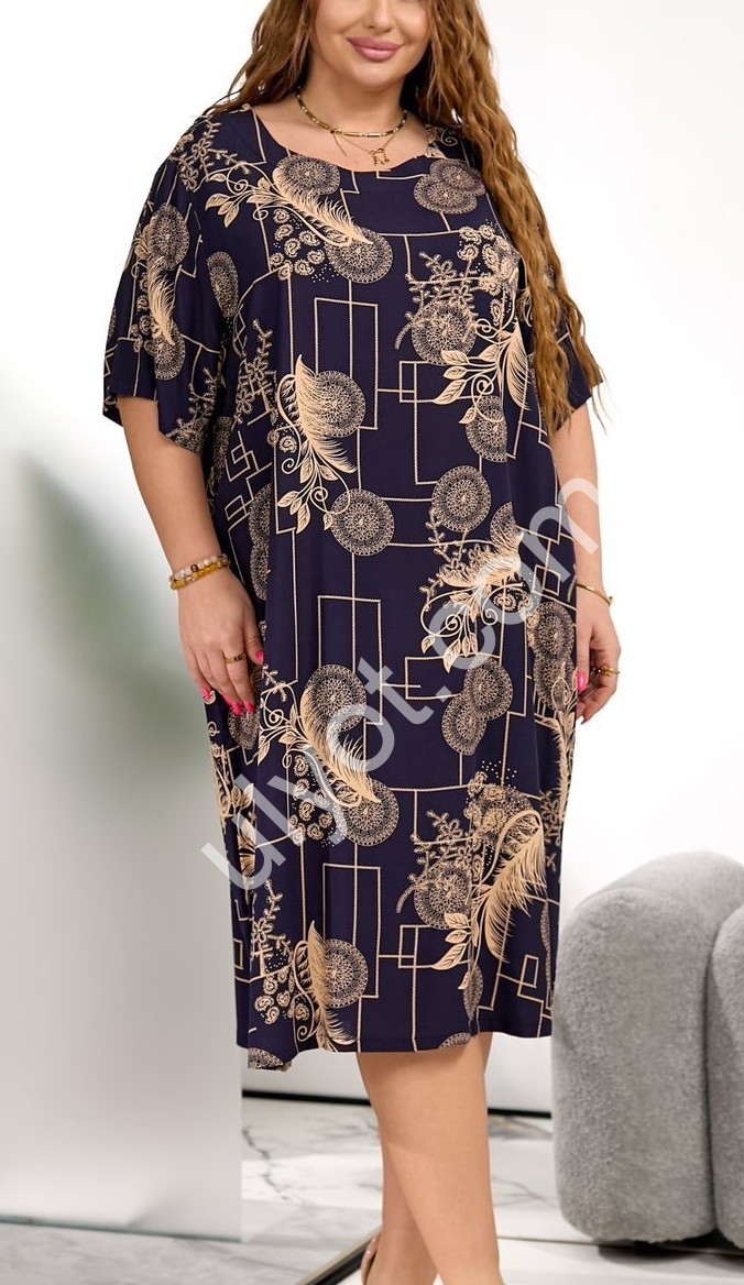 ПЛАТЬЕ (XL-4XL) ПЕРО ЧЕРНЫЙ 