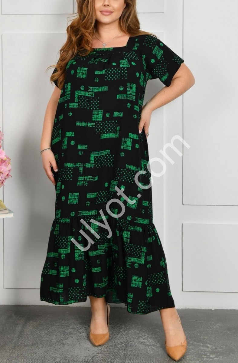СУКНЯ (2XL-4XL) ЧОРНИЙ+ЗЕЛЕНИЙ A7-2